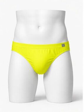 Men’s Neon Yellow Swim Briefs by Obeach Sport — Size M